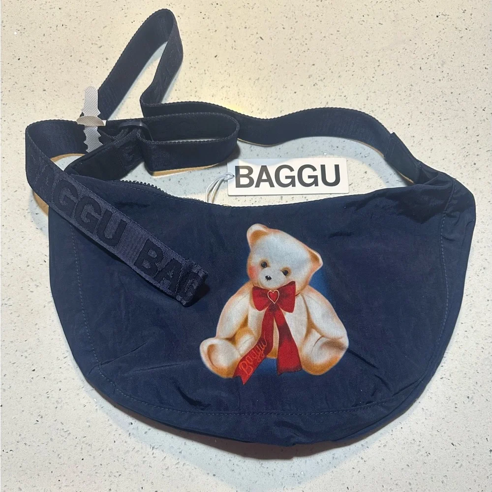 New! BAGGU medium crescent with a teddy bear graphic / new with tags! - Picture 2 of 16